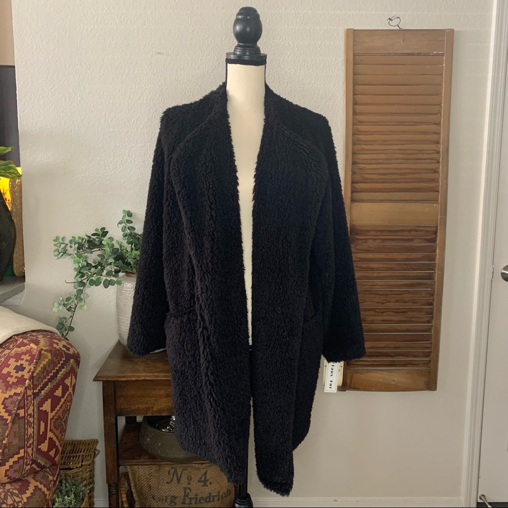 Democracy Black Faux Fur Teddy Coat